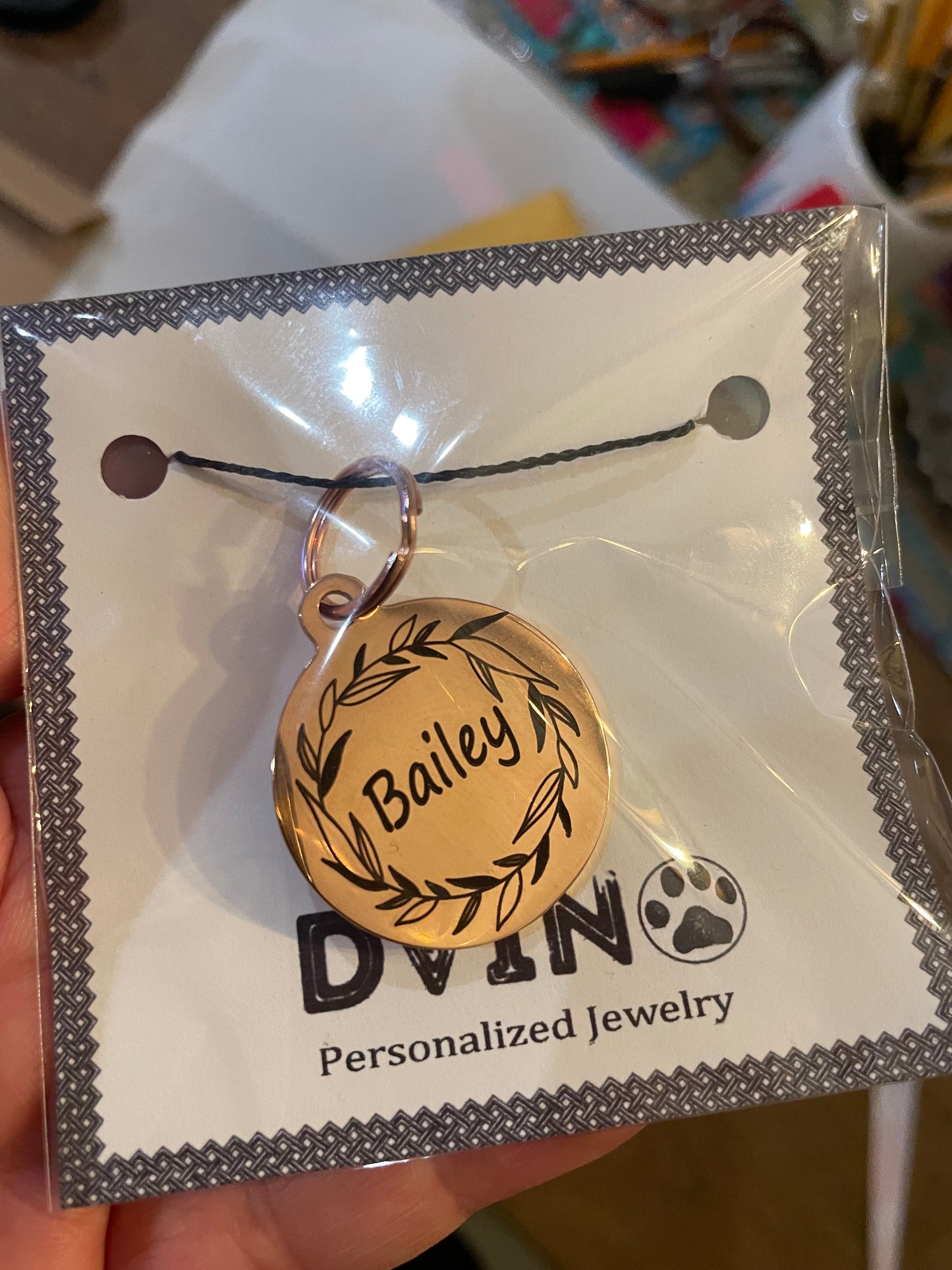 Rose Gold Pet ID Tag: Engraved Stainless Steel Flower Design