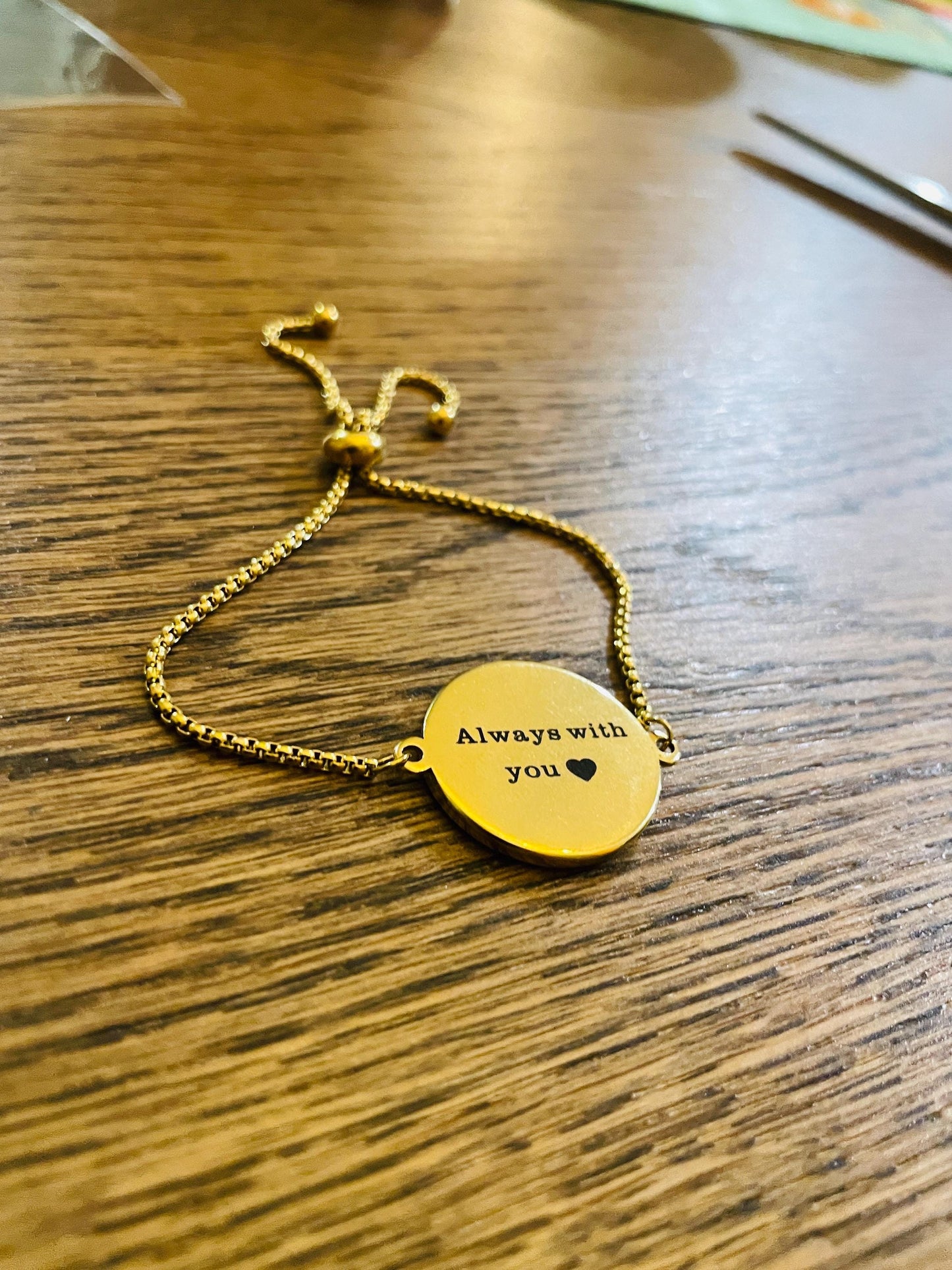 Gold plated photo Bracelet and Any Message on back side