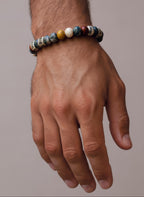 Personalized Men's Jasper Stone Bracelet: Engraved Name Beads