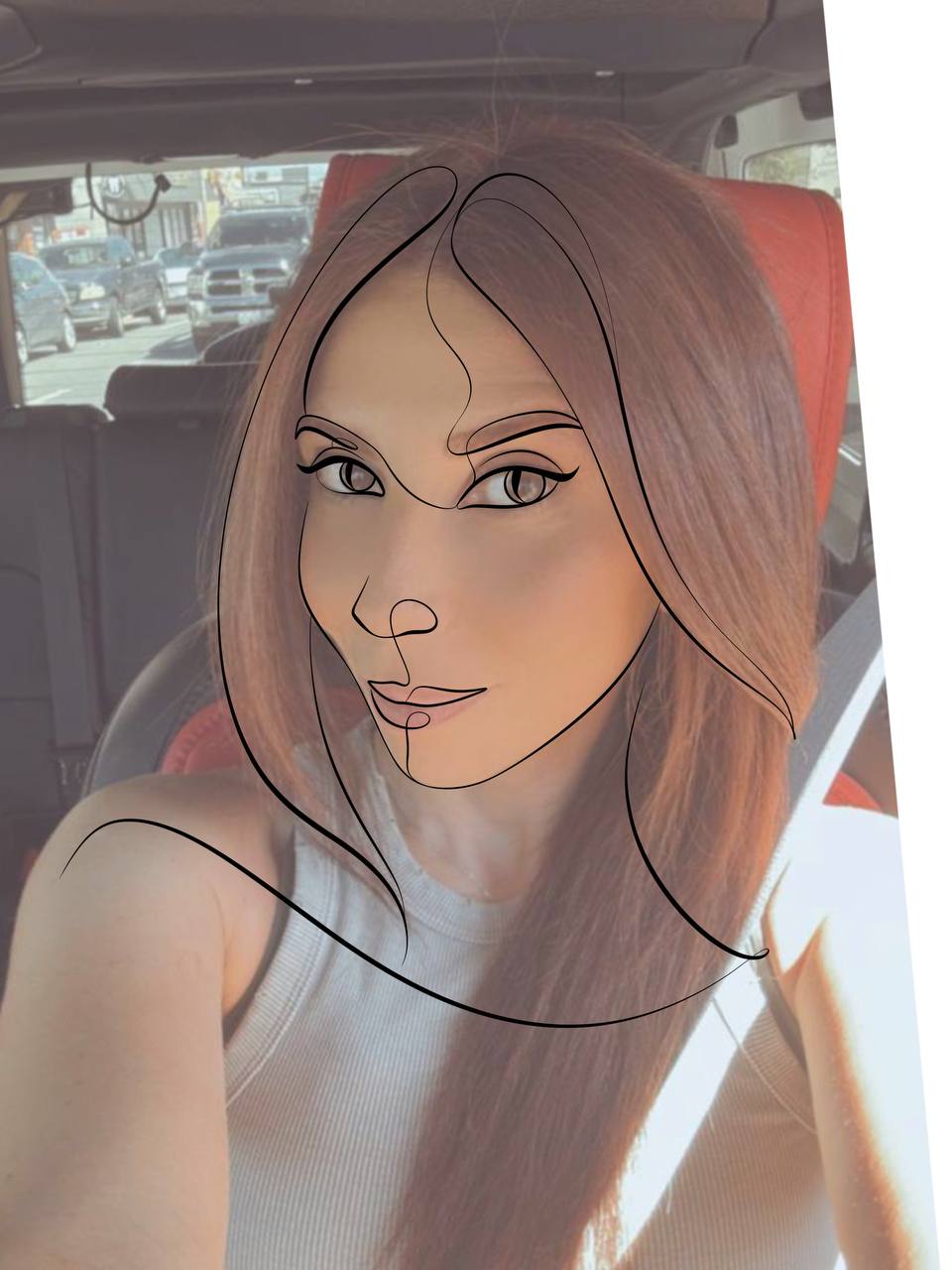 White Pearl Line Art Necklace