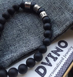Personalized Men's Onyx Bracelet: Engraved Name Beads, Handmade