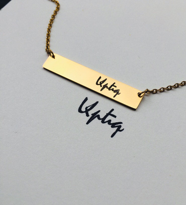 Handwriting Necklace: Gold Plated Custom Signature Jewelry