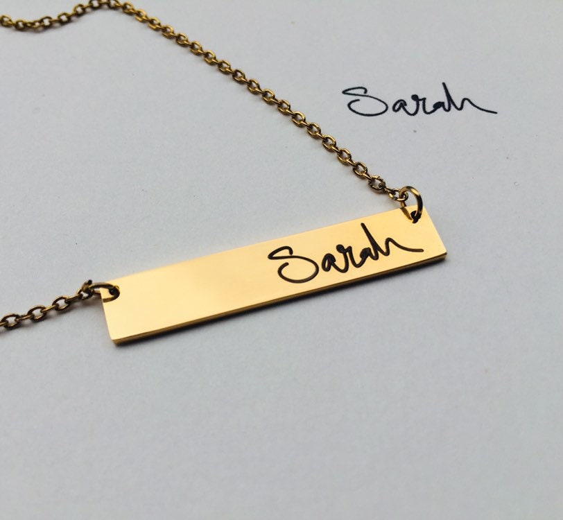 Handwriting Necklace: Gold Plated Custom Signature Jewelry