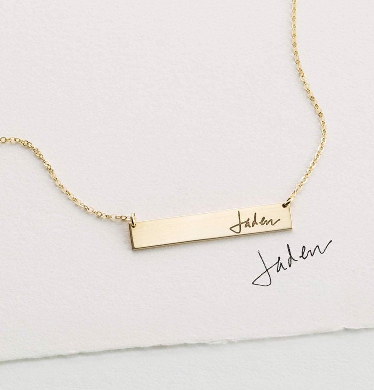 Handwriting Necklace: Gold Plated Custom Signature Jewelry
