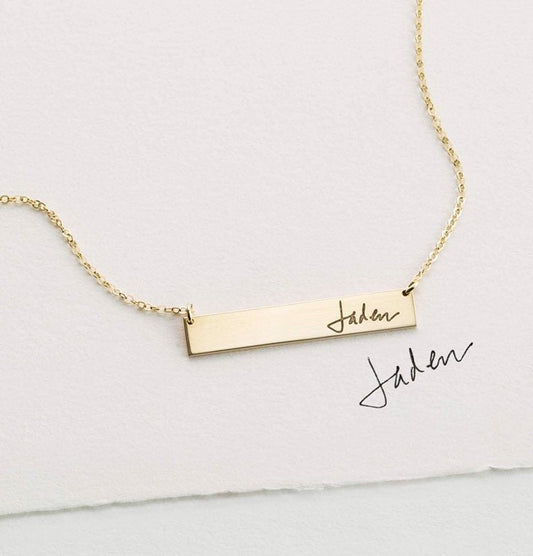 Handwriting Necklace: Gold Plated Custom Signature Jewelry