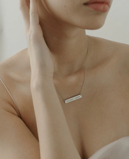 Personalized Gold Plated Bar Necklace: Custom Name Pendant, Made in USA