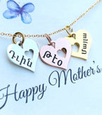 Personalized Heart Charm Necklace: Family Names, Birthday Gift