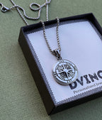 Engraved Compass Pendant Necklace for Men in Stainless steel