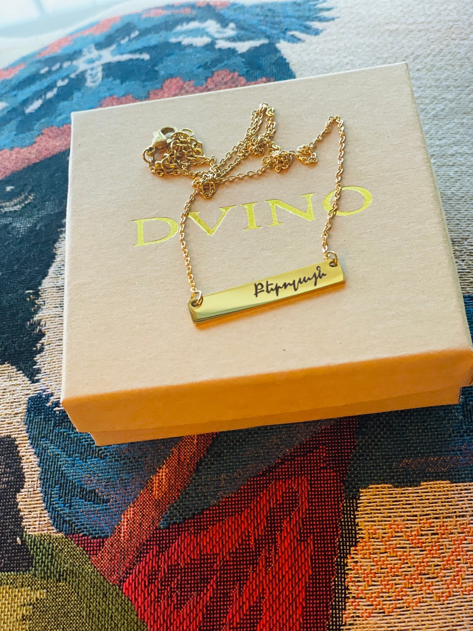 Gold Plated Armenian Name Necklace: Custom Handwriting Jewelry