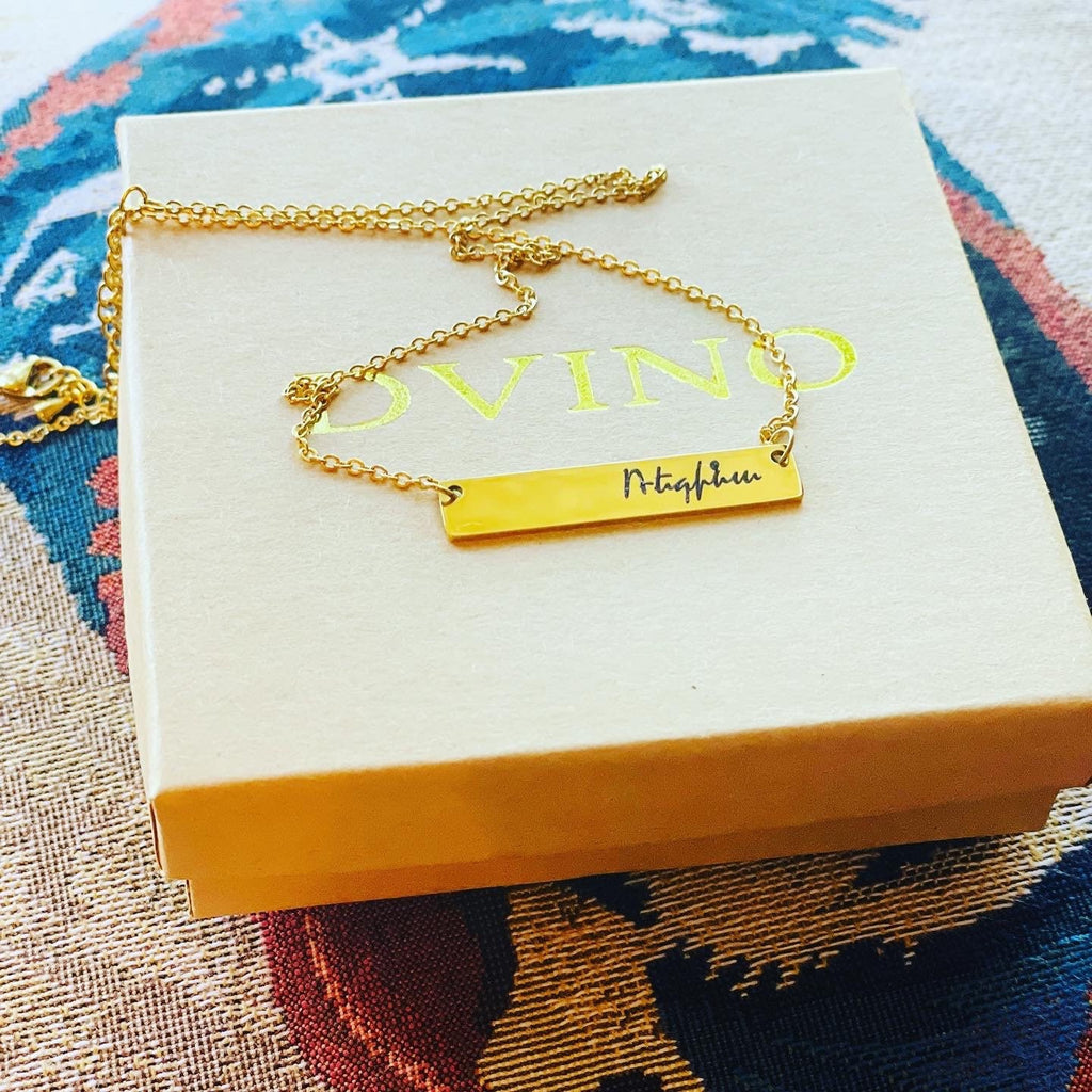 Gold Plated Armenian Name Necklace: Custom Handwriting Jewelry
