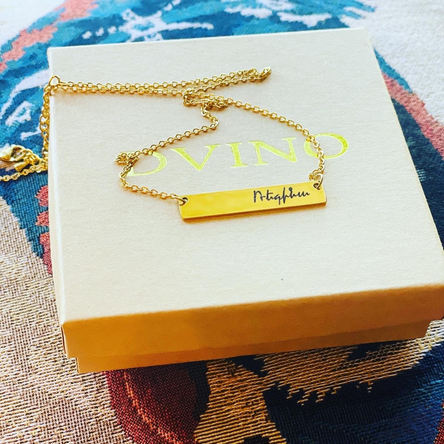Gold Plated Armenian Name Necklace: Custom Handwriting Jewelry