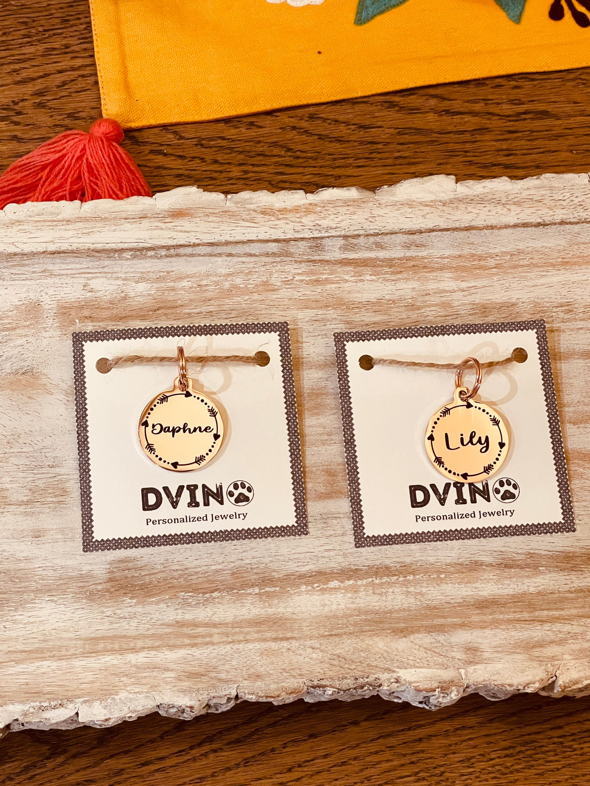 Rose Gold Pet ID Tag: Engraved Stainless Steel Flower Design