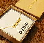 Personalized Gold Plated Bar Necklace: Custom Name Pendant, Made in USA