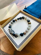 Personalized Name Bead Bracelet: 8mm Natural Stone, Handmade