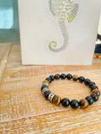 Personalized Name Bead Bracelet: 8mm Natural Stone, Handmade