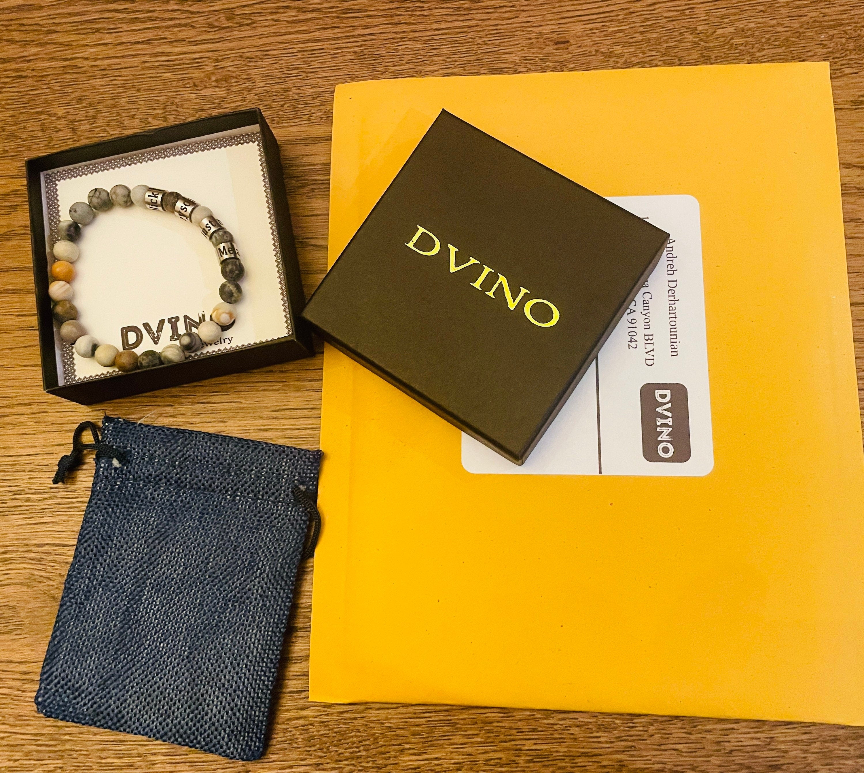 Personalized Men's Jasper Stone Bracelet: Engraved Name Beads
