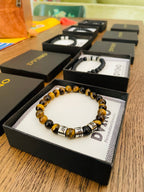 Personalized Men's Onyx Bracelet: Engraved Name Beads, Handmade