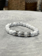 Personalized Name Bracelet: Silver Plated Stainless Steel, Natural Beads