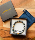 Personalized Men's Jasper Stone Bracelet: Engraved Name Beads