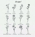 18K Gold Plated Birth Month Flower Bracelet: Personalized Engraved Gift