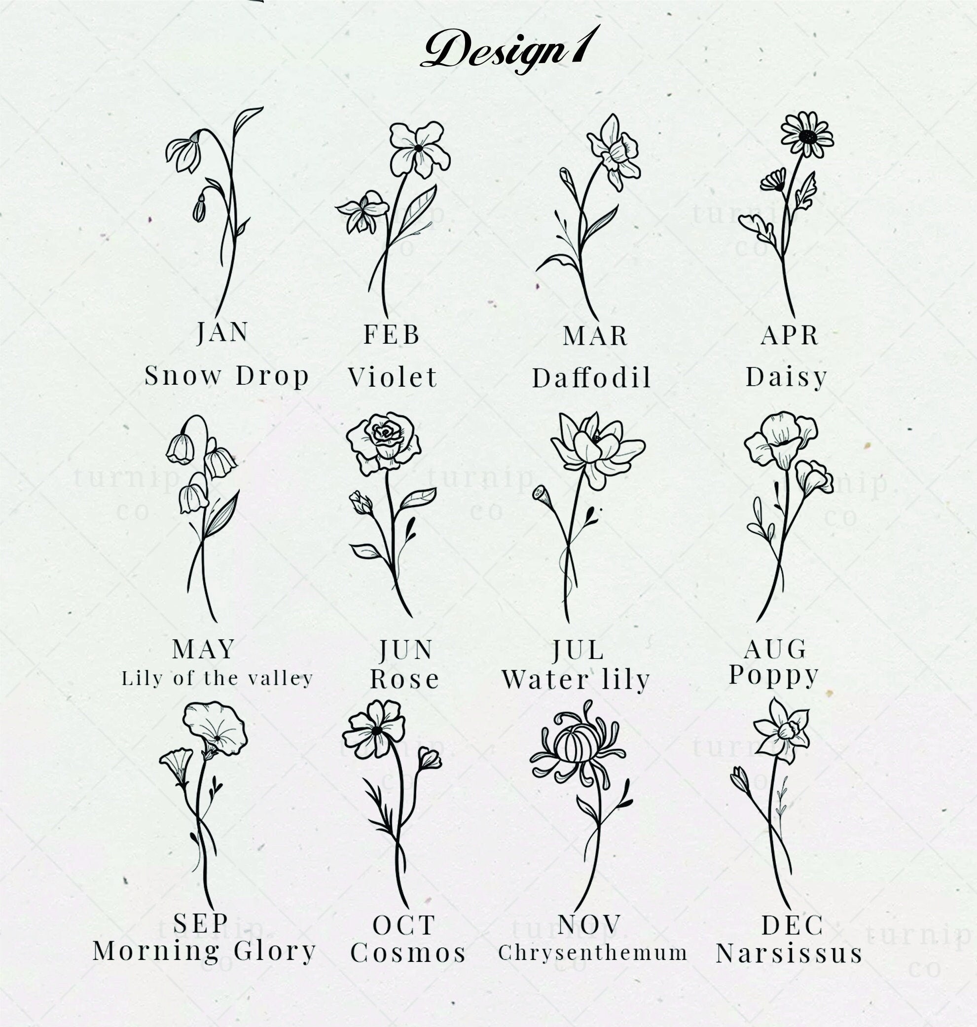 18K Gold Plated Birth Month Flower& Back Side  Name  .Best gift For Flower girl , Birthday, Mother's day, Valentines day ,Anniversary..