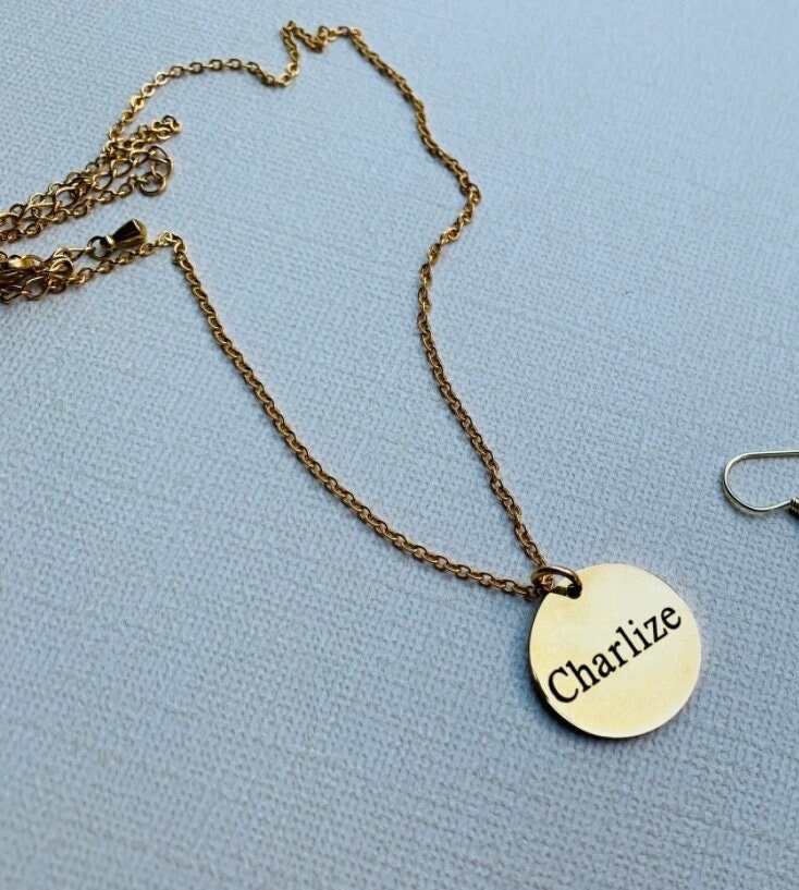18K Gold Plated Birth Month Flower& Back Side  Name  .Best gift For Flower girl , Birthday, Mother's day, Valentines day ,Anniversary..