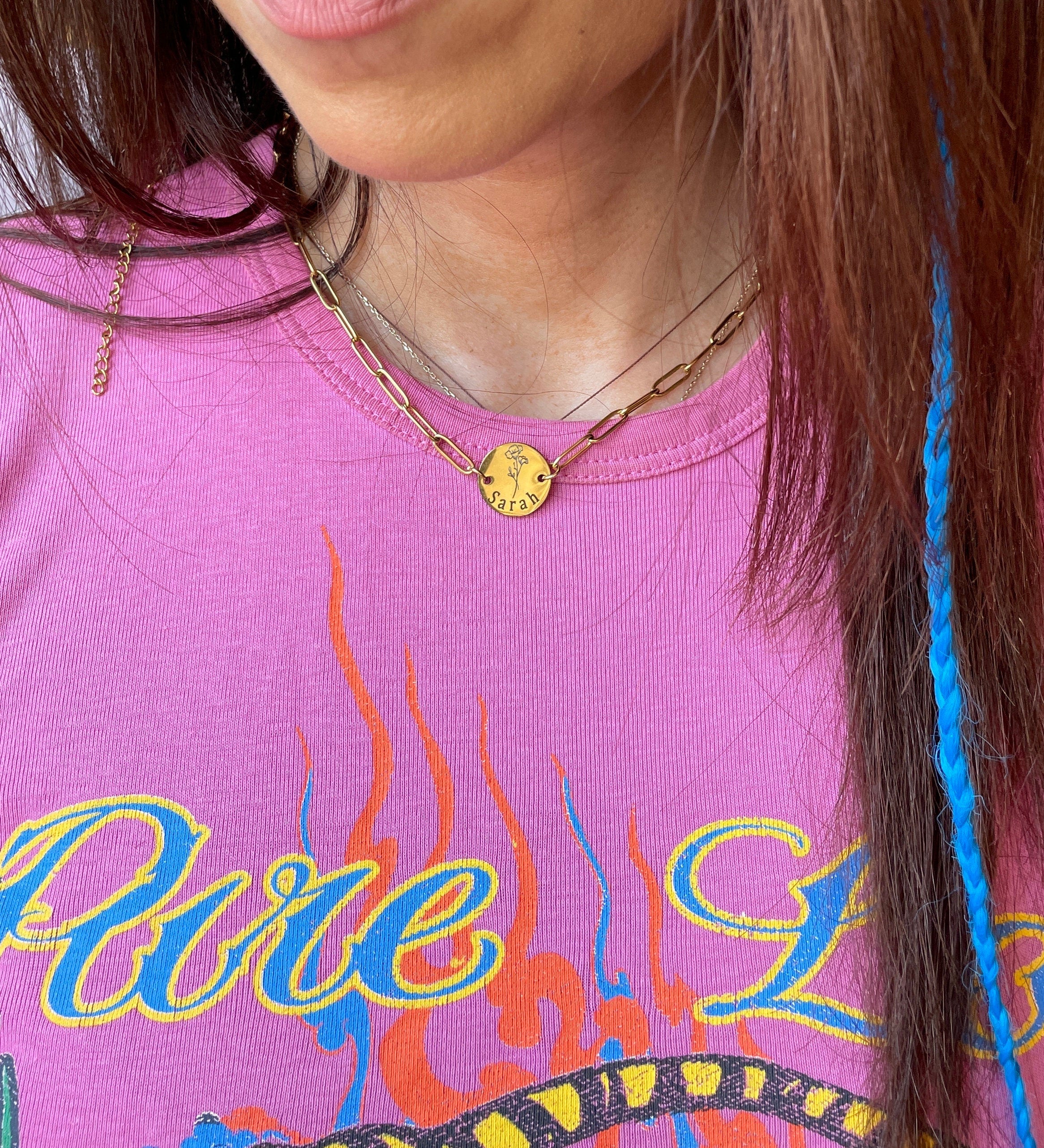 18K Gold Plated Birth Flower Necklace: Personalized Birthday Gift