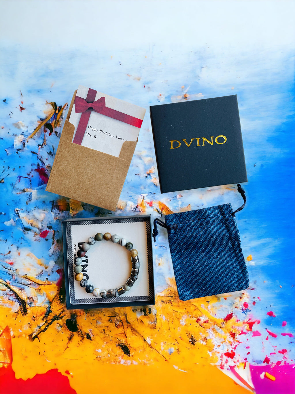 Personalized Men's Jasper Stone Bracelet: Engraved Name Beads