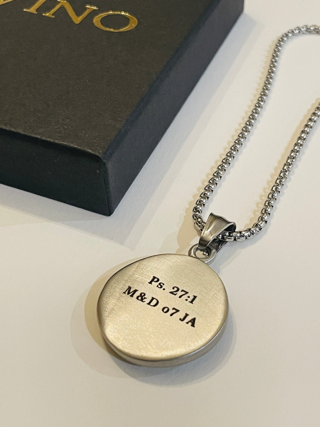 Engraved Compass Pendant Necklace for Men in Stainless steel