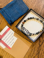 Personalized Men's Jasper Stone Bracelet: Engraved Name Beads