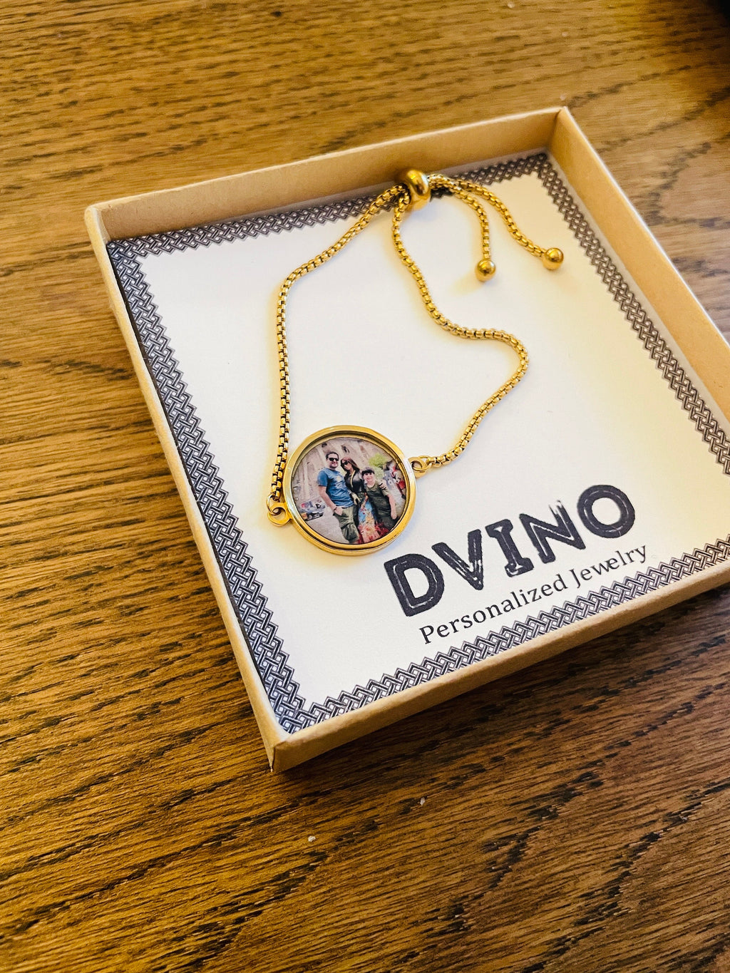 Gold plated photo Bracelet and Any Message on back side