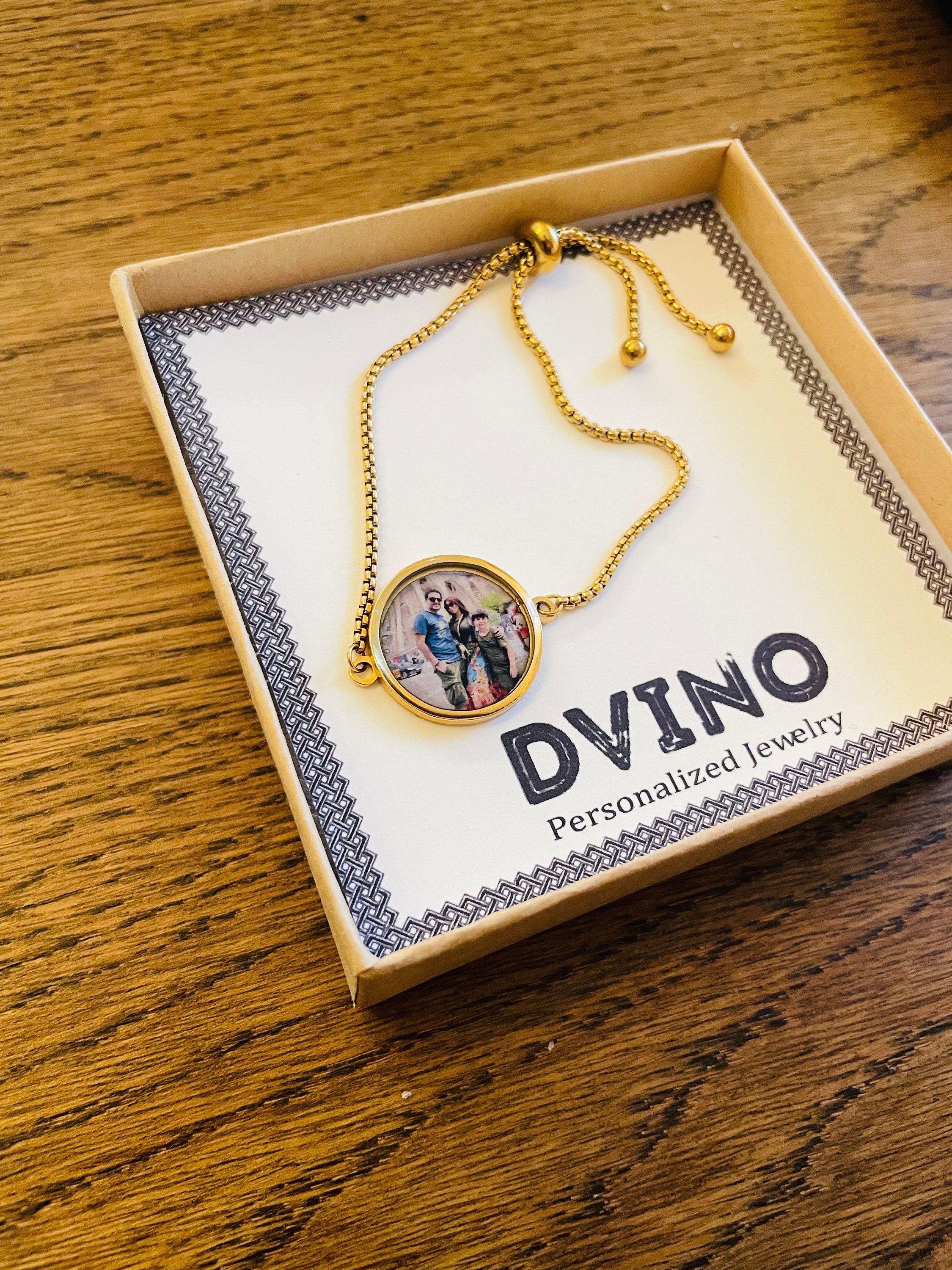 Gold plated photo Bracelet and Any Message on back side