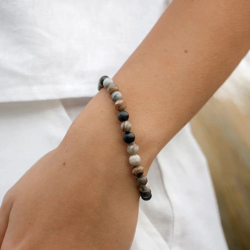 Personalized Name Bead Bracelet: 8mm Natural Stone, Handmade