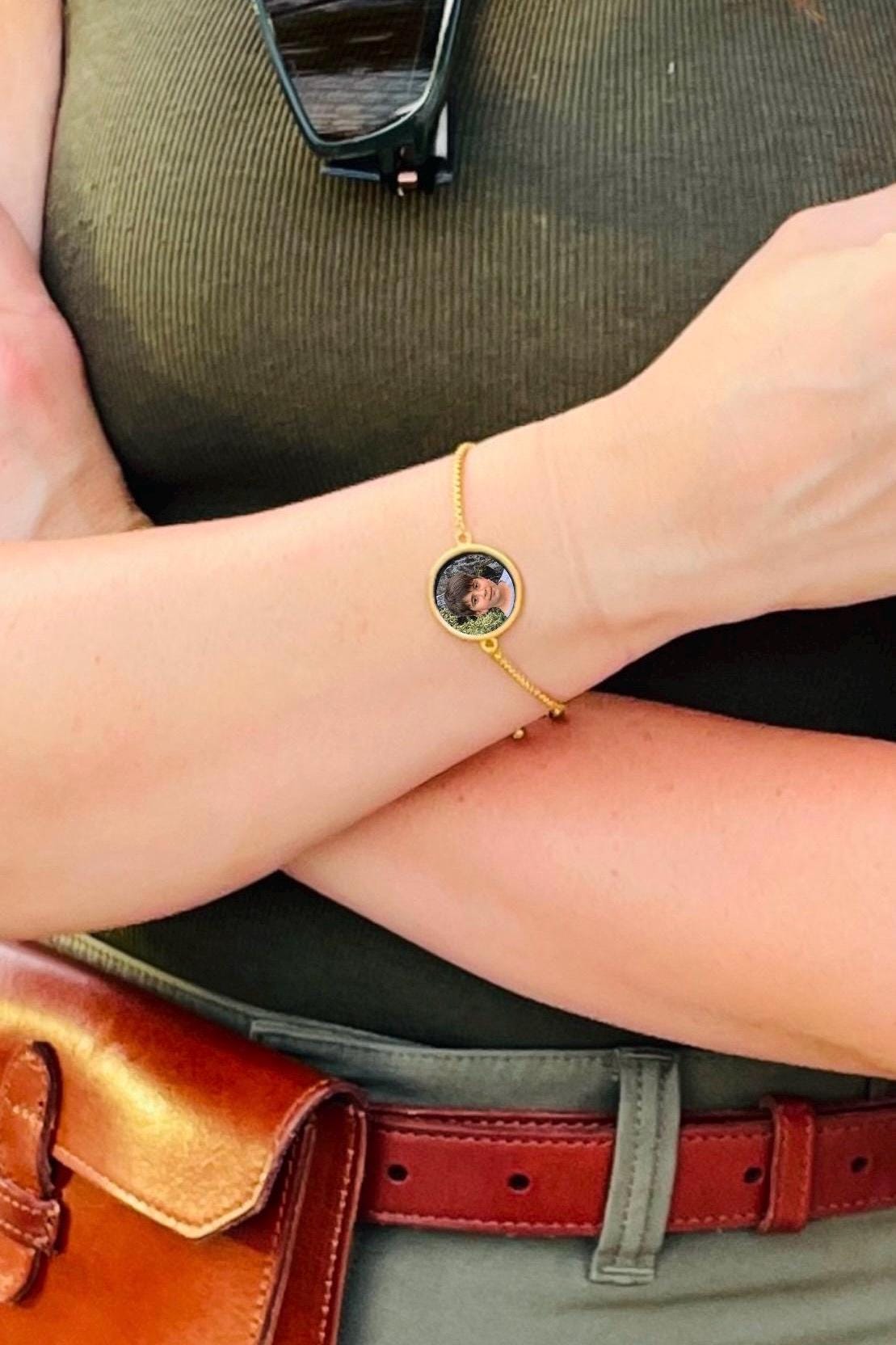 Gold plated photo Bracelet and Any Message on back side