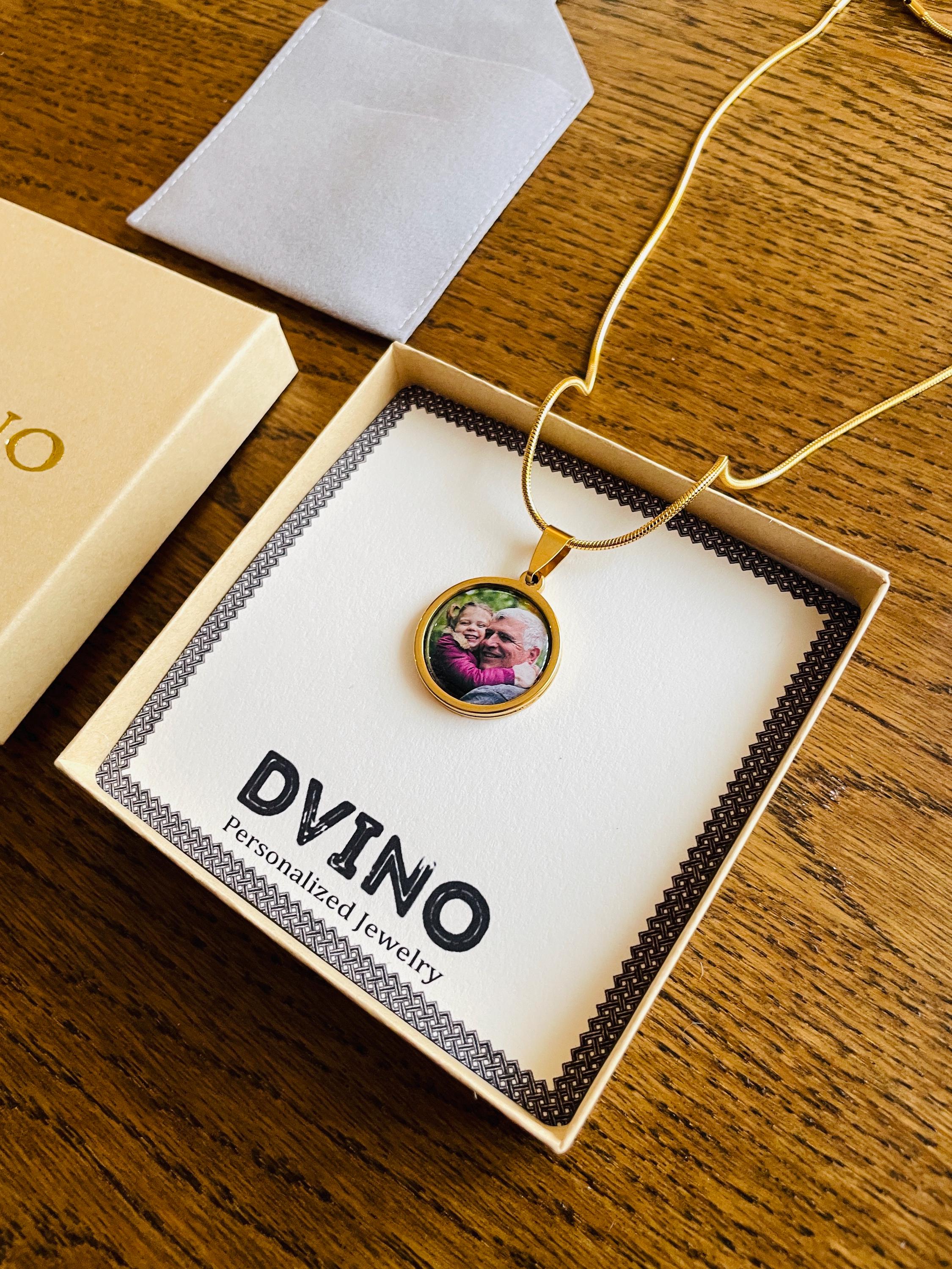Gold plated photo Necklace and Any Message on back side