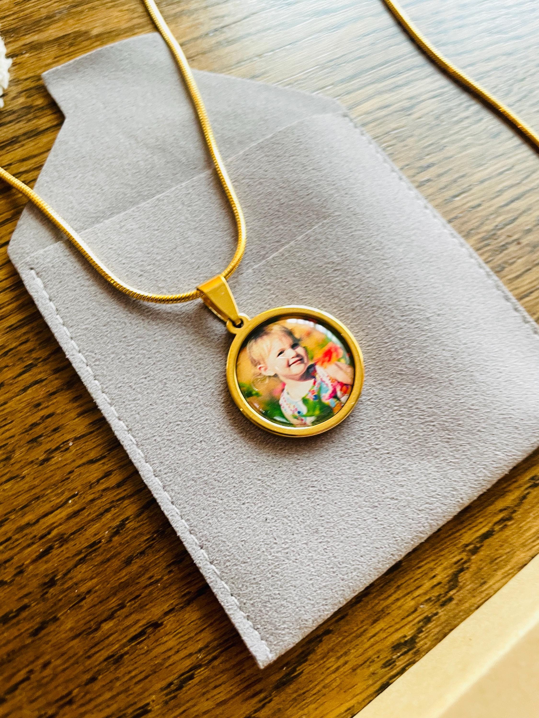 Gold plated photo Necklace and Any Message on back side