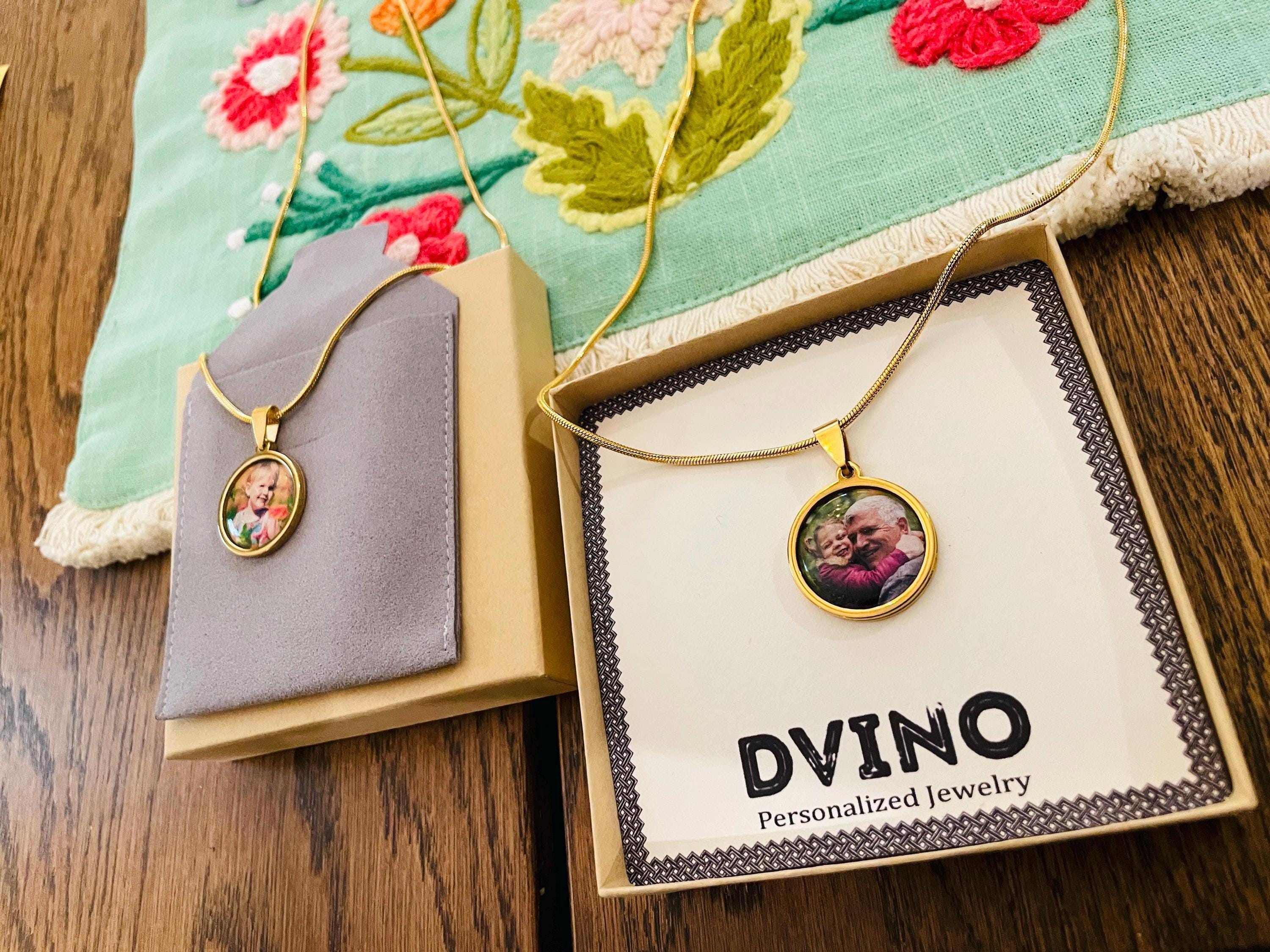 Gold plated photo Necklace and Any Message on back side