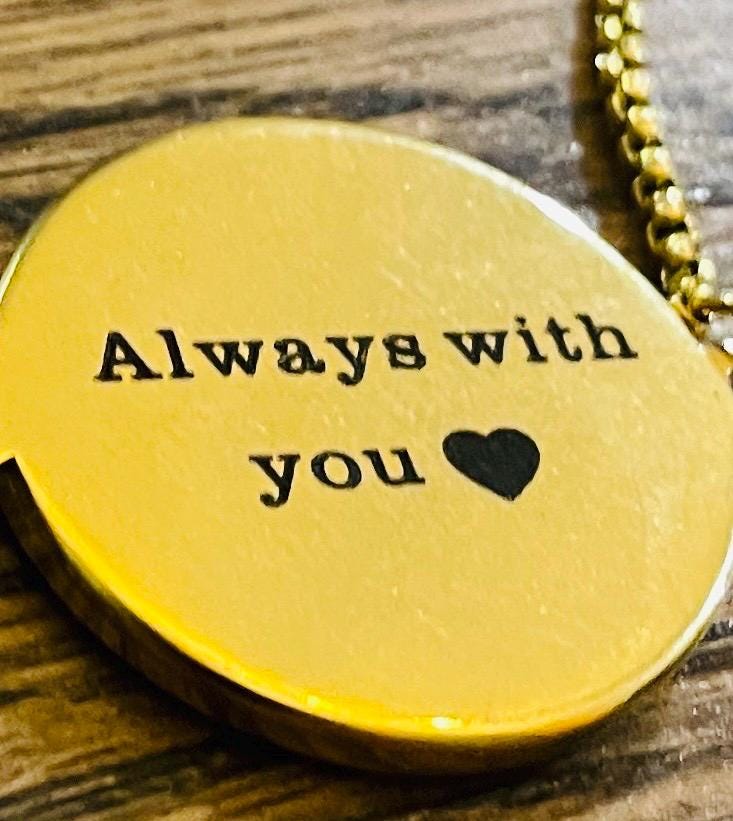 Gold plated photo Necklace and Any Message on back side
