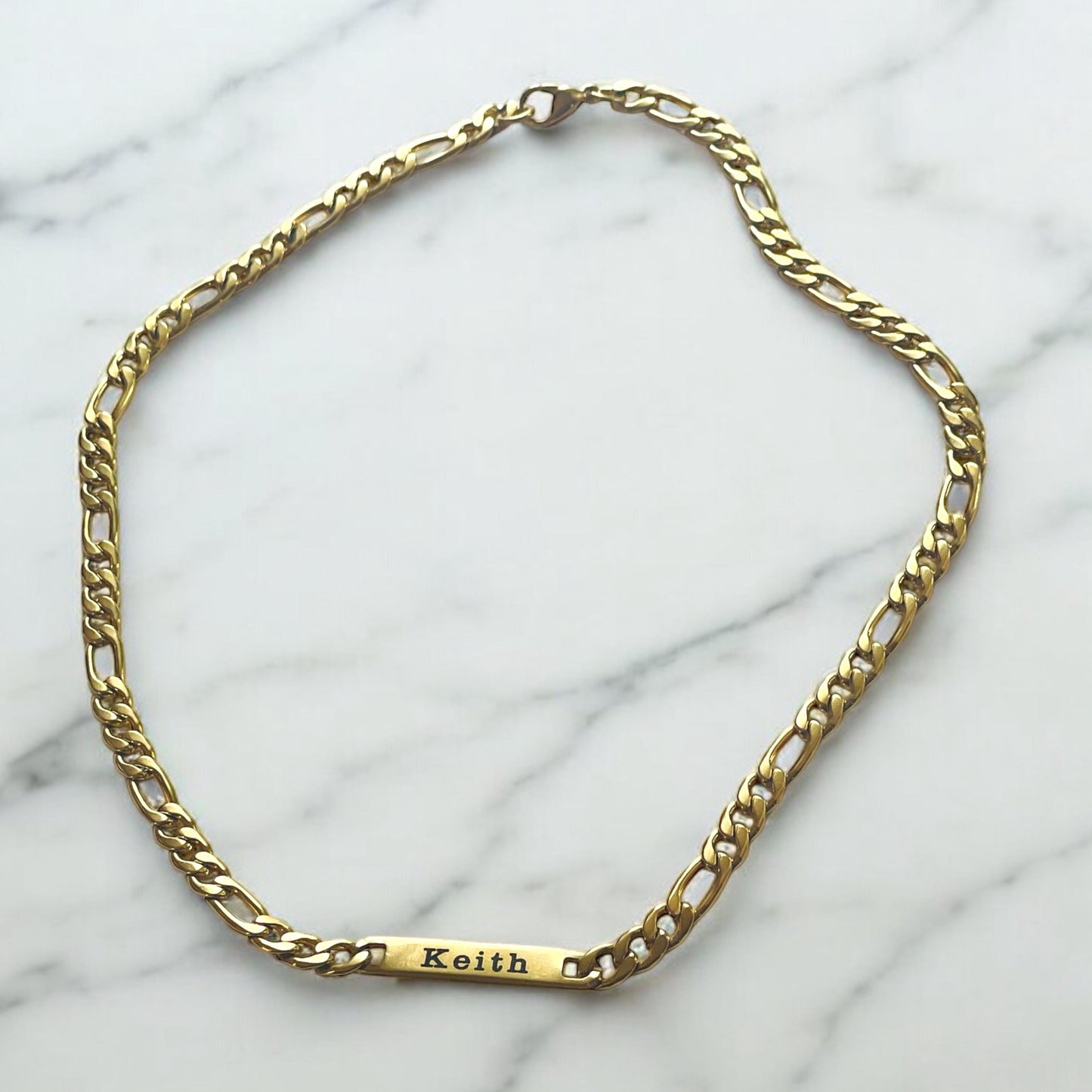 Women’s Figaro Chain with Name  Bars