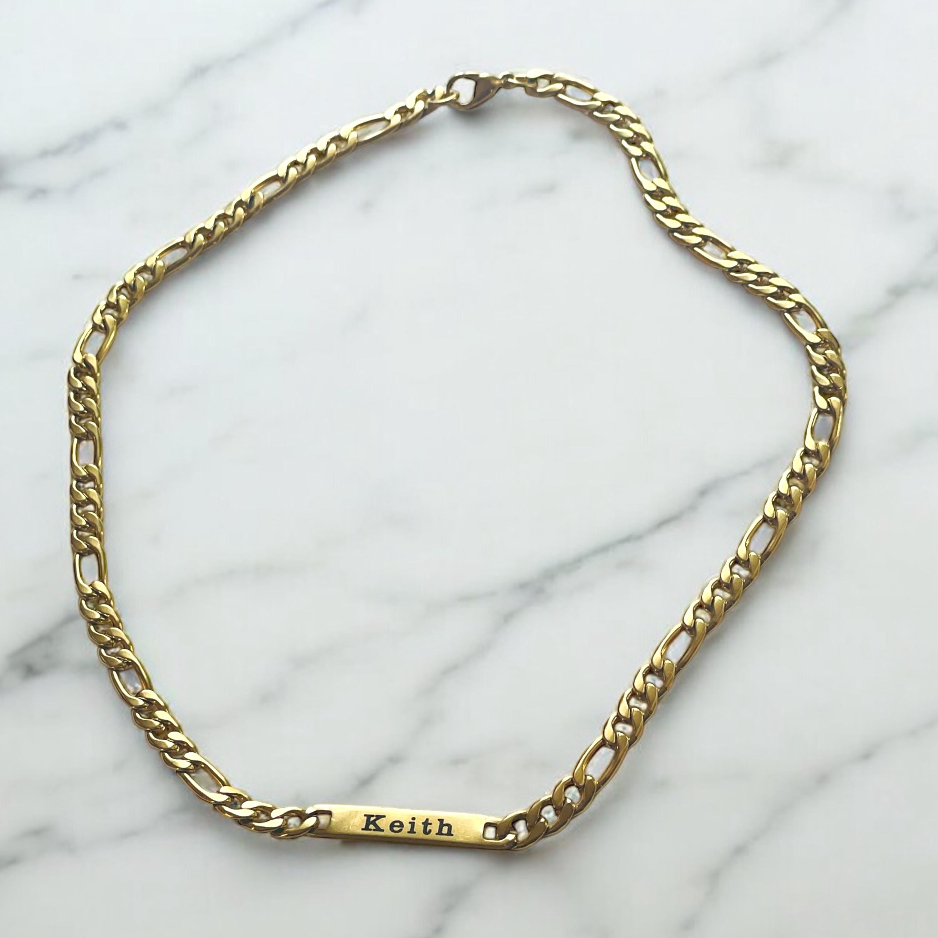 Women’s Figaro Chain with Name  Bars
