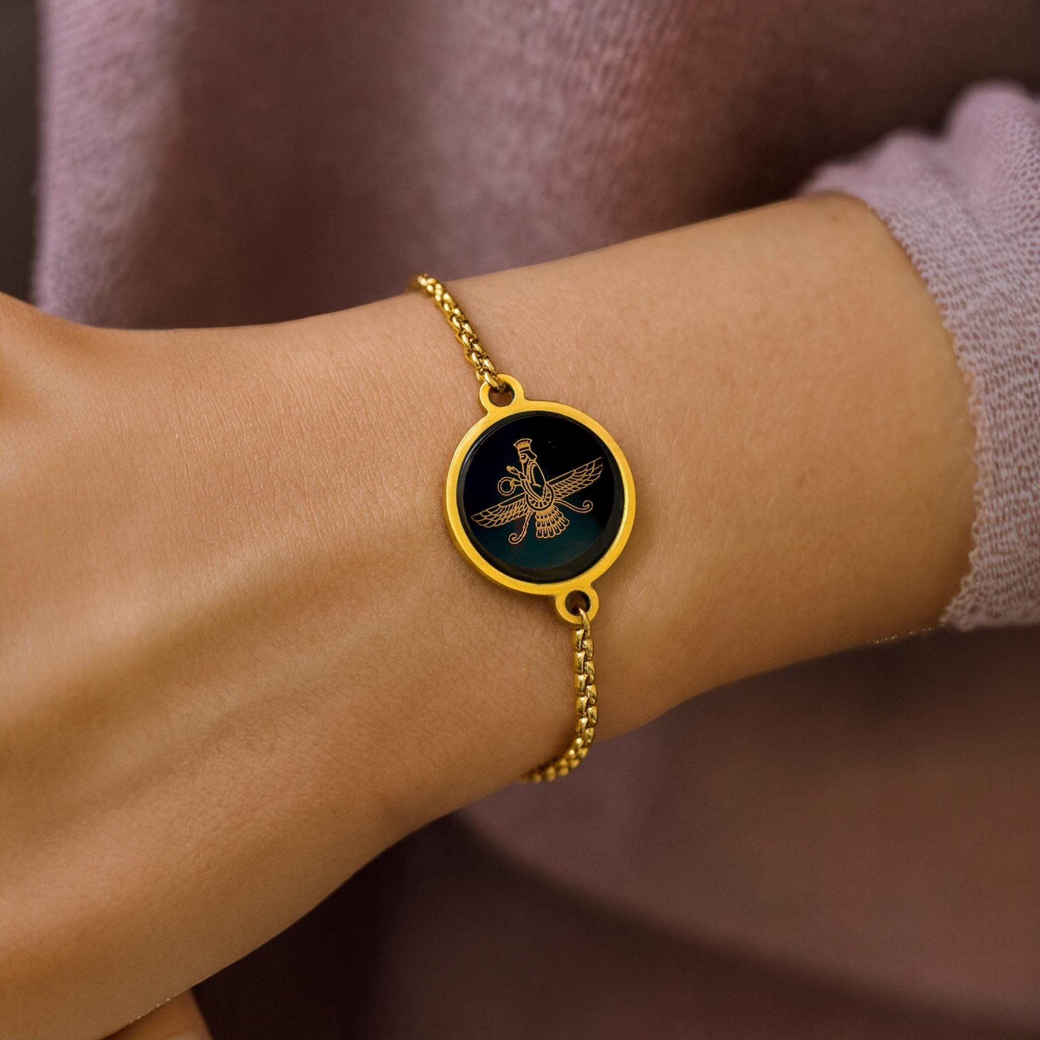 Women Persian Faravahar symbol Bracelets. (Waterproof)