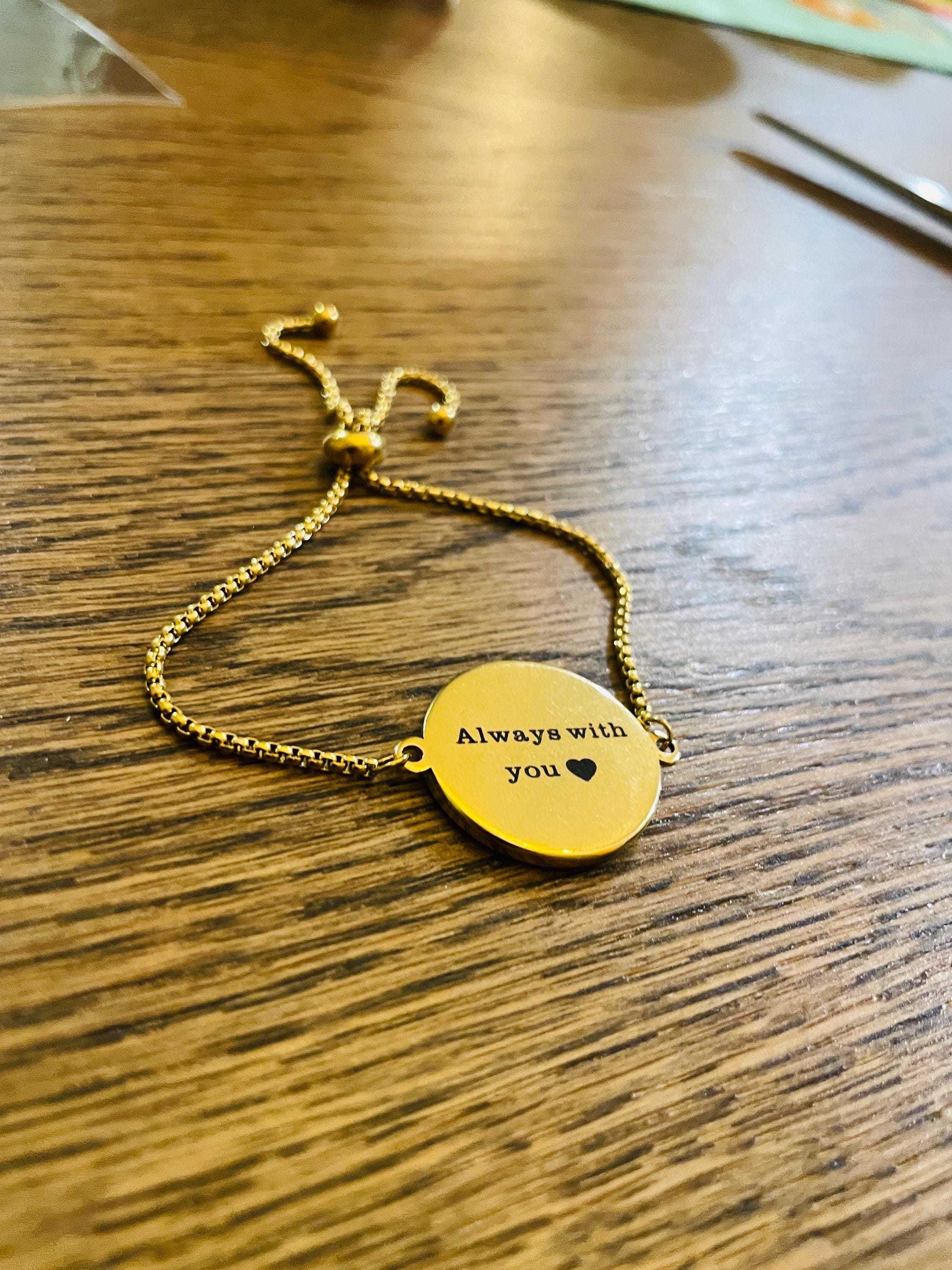 18K Gold Plated Birth Month Flower Bracelet: Personalized Engraved Gift