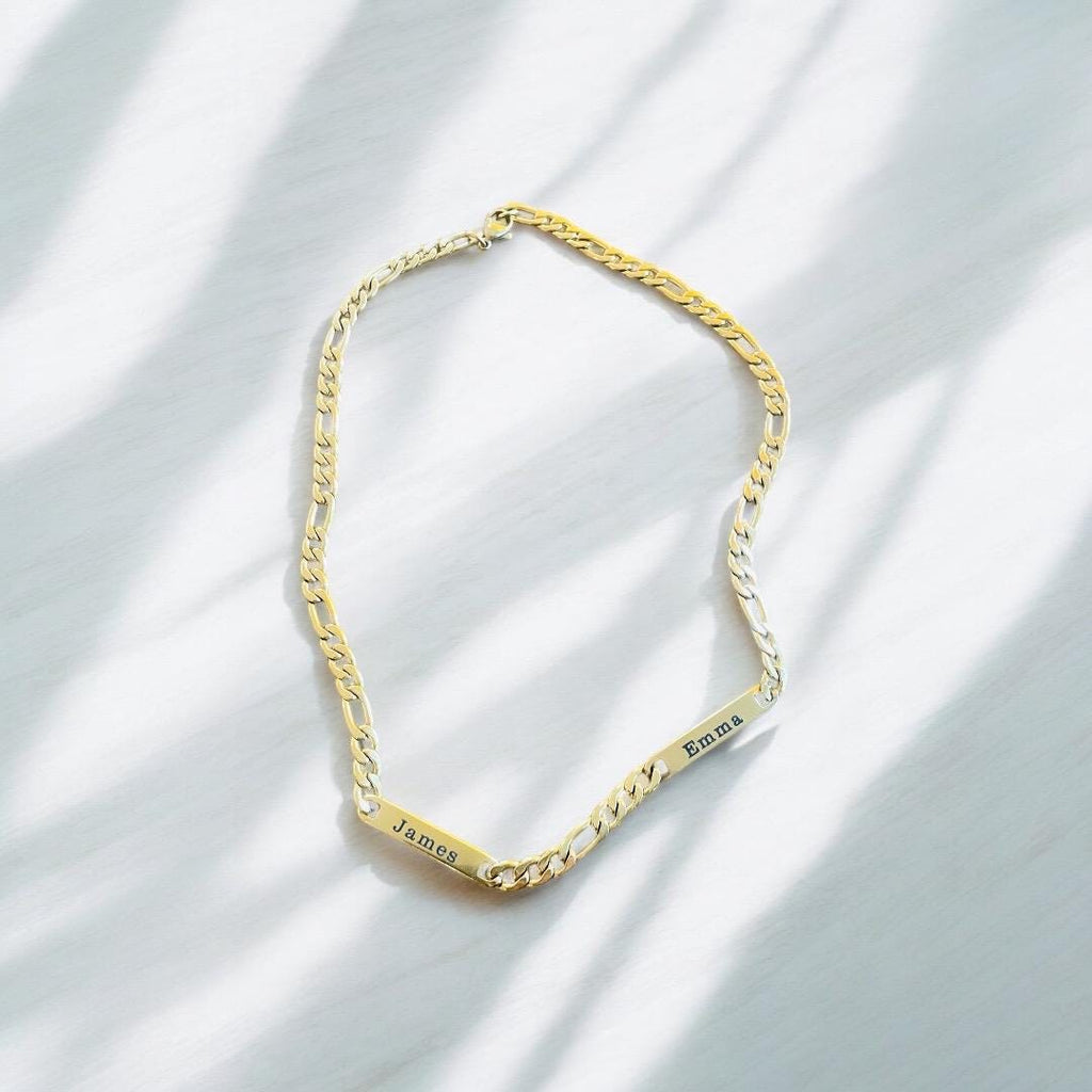 Women’s Figaro Chain with Name  Bars