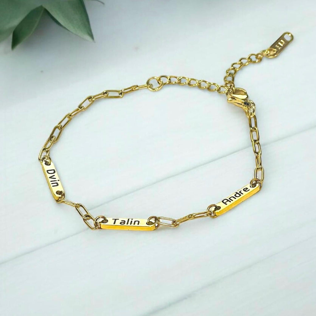 Mini Name Bar Bracelet [18K Gold Plated]