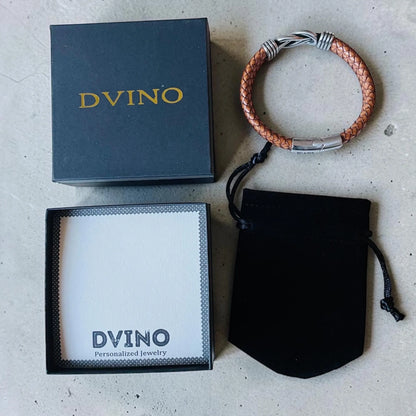Personalized Leather Infinity Knot Bracelet – Custom Hidden Engraved Message